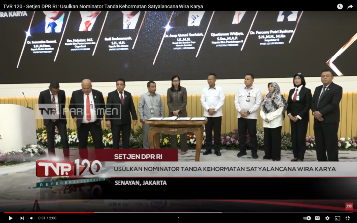 TVR 120 - Setjen DPR RI : Usulkan Nominator Tanda Kehormatan Satyalancana Wira Karya